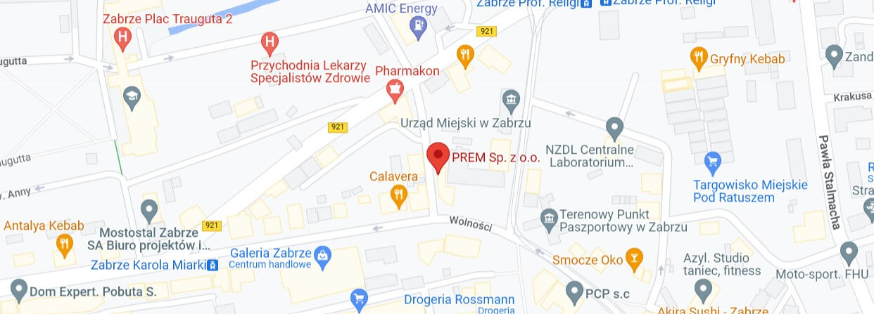 PREM Zabrze - mapa dojazdowa